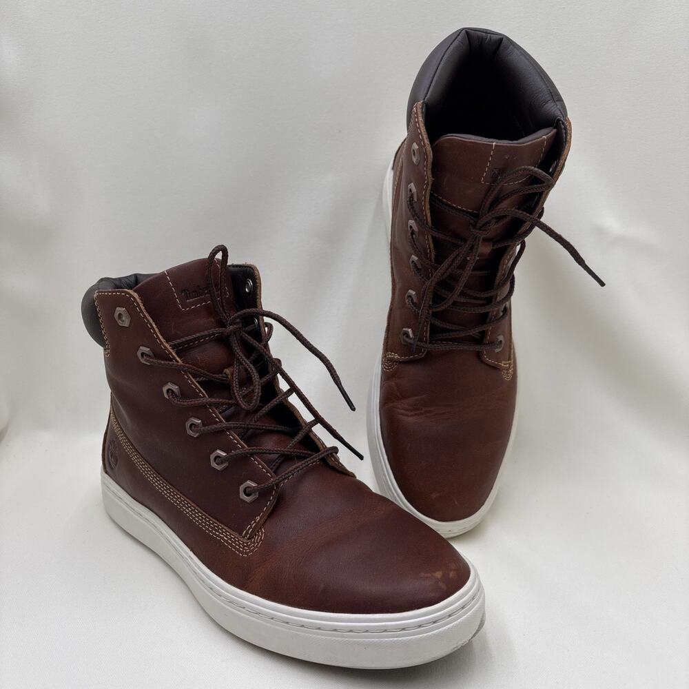 Timberland Women's High Top Lace Up Distressed Leather Boots Brown - Size 9
